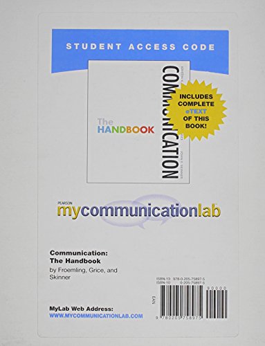 Book Mycommunicationlab With Pearson Etext -- Standalone Access Card -- For Communication: The Handbook free