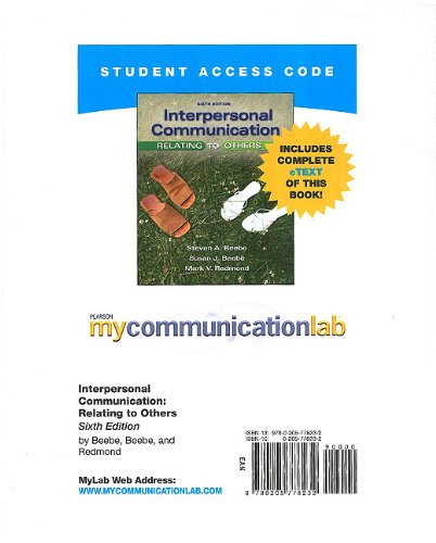 Book Interpersonal Communication Relating to Others: Mycommunicationlab + Pearson Etext Student Access Code Card (Mycommunicationlab (Access Codes)) free