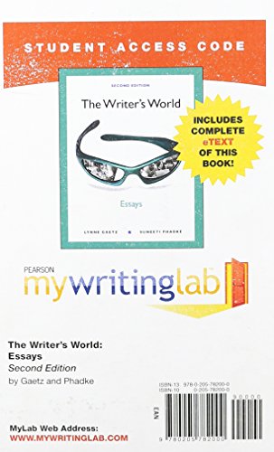 Book MyWritingLab with Pearson eText -- Standalone Access Card -- for The Writer's World: Essays (2nd Edition) (Mywritinglab (Access Codes)) free