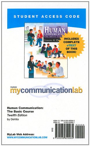 Book Mylab Communication With Pearson Etext -- Standalone Access Card -- For Human Communication (mycommunicationlab (access Codes)) free