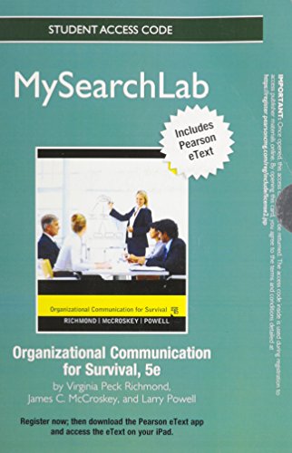Book Mysearchlab With Pearson Etext -- Standalone Access Card -- For Organizational Communication For Survival (5th Edition) free