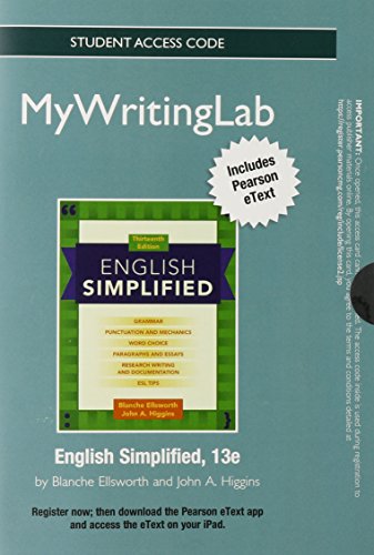 Book NEW MyWritingLab with Pearson eText -- Standalone Access Card -- for English Simplified (13th Edition) free