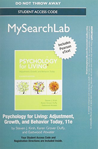 Book New Mysearchlab With Pearson Etext -- Standalone Access Card -- For Psychology For Living (11th Edition) free