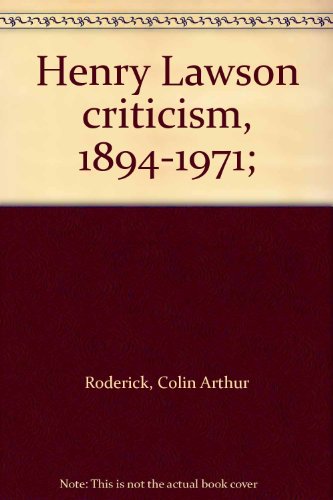 Book Henry Lawson Criticism, 1894-1971 free