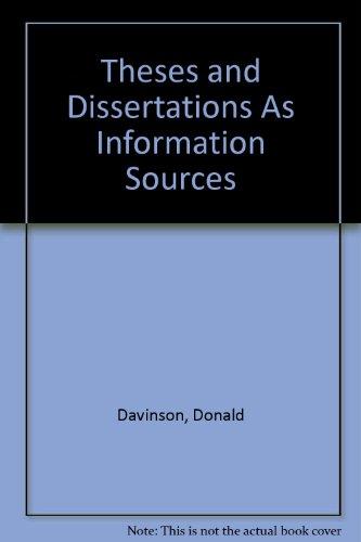 Book Theses and Dissertations As Information Sources free
