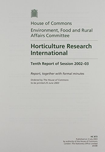 Book Horticulture Research International 2002-2003 (house Of Commons Papers) free