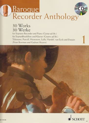Book Baroque Recorder Anthology Volume 1 +CD (30 pièces) --- Flûte à bec soprano / Piano (ou Guitare) free