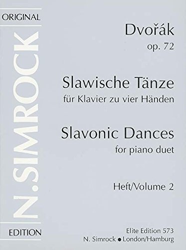 Book Partitions classique SIMROCK DVORAK ANTON - DANSES SLAVES OP.72 VOL.2 - PIANO 4 MAINS Piano free
