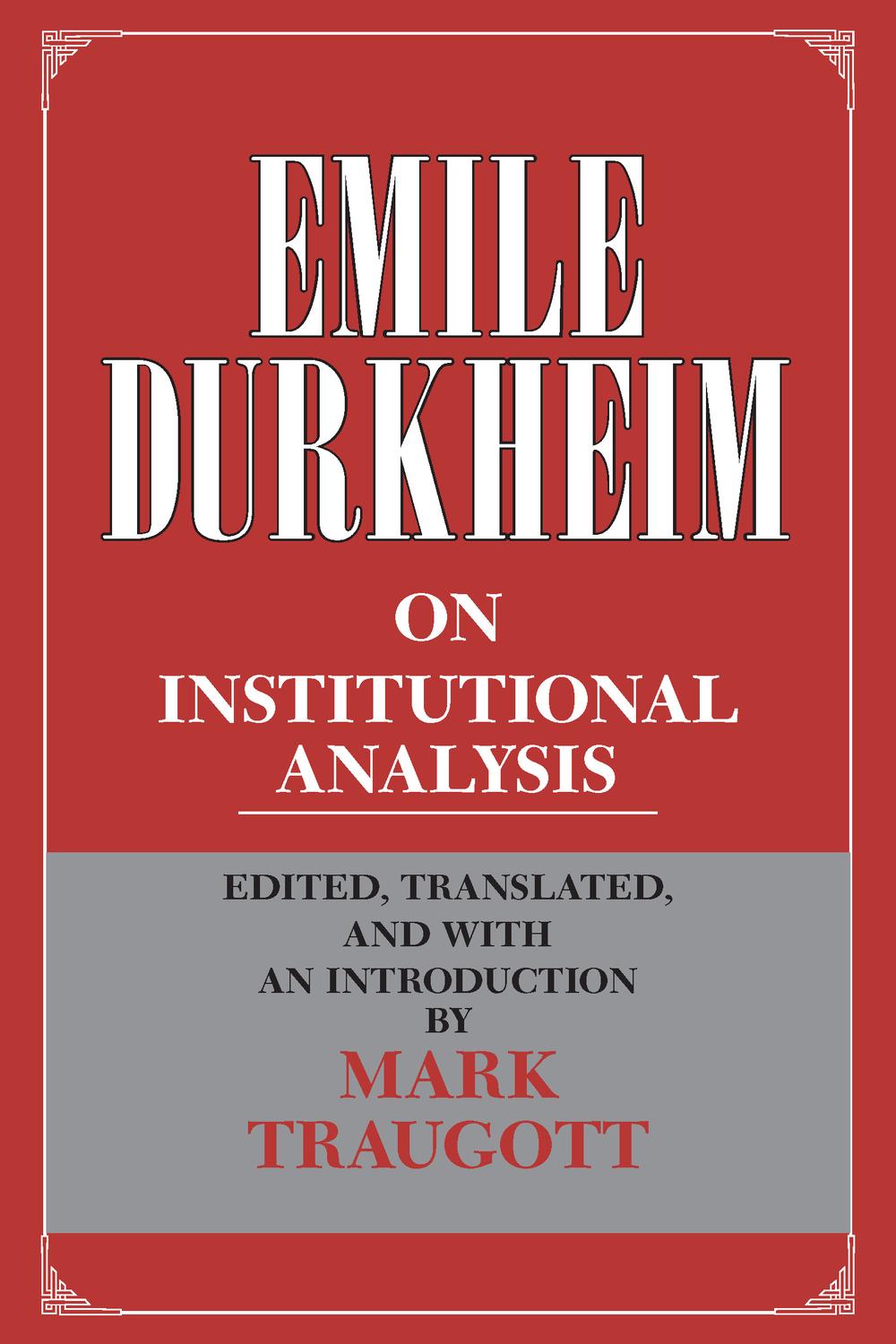 Book Emile Durkheim on Institutional Analysis free