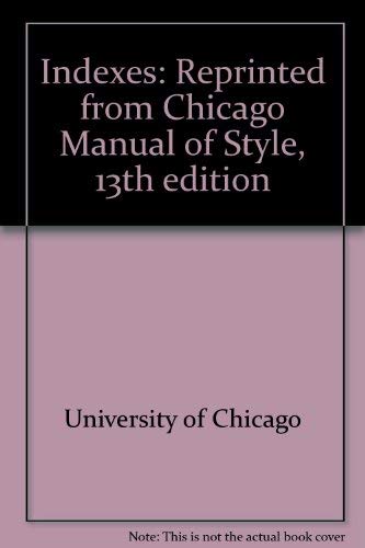 Book Indexes: Reprinted from the Chicago Manual of Style free