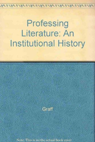 Book Professing Literature: An Institutional History free