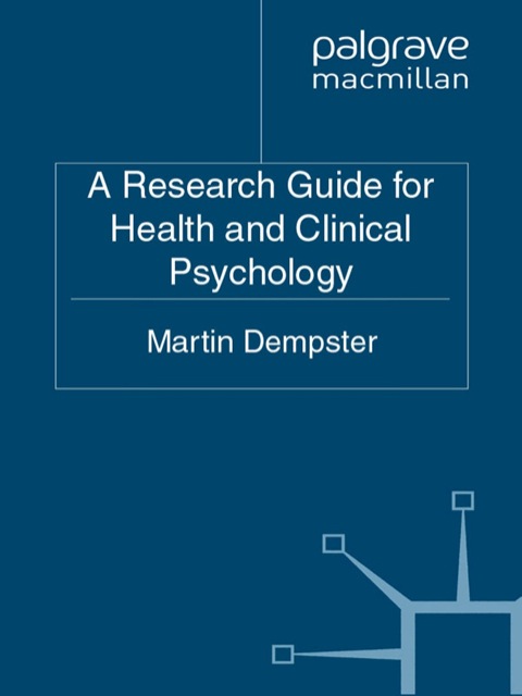 Book A Research Guide for Health and Clinical Psychology free