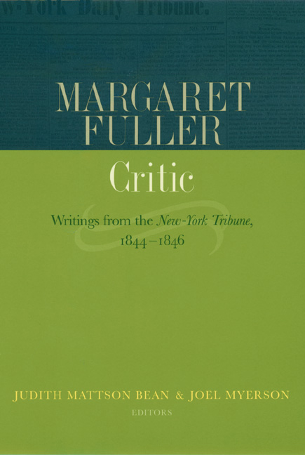 Book Margaret Fuller, Critic: Writings from the New-York Tribune, 1844-1846 free