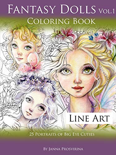 Book Fantasy Dolls Vol.1 Coloring Book Line Art: 25 Portraits of Big Eye Cuties free