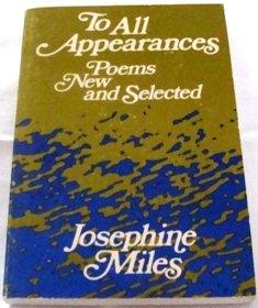 Book To all appearances; poems new and selected free