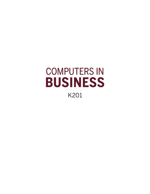 Book Computers in Business: K201 free