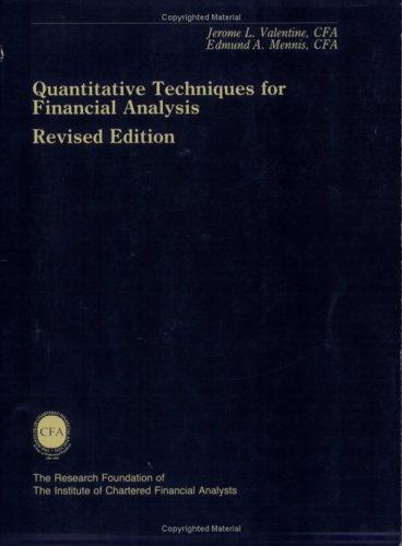 Book Quantitative Techniques For Financial Analysis free