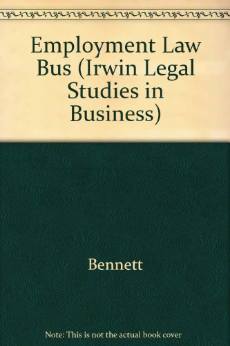 Book Employment Law for Business (Irwin Legal Studies in Business) free