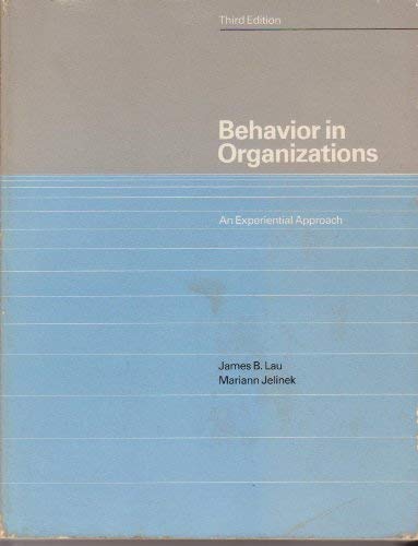 Book Behavior In Organizations: An Experiential Approach (the Irwin Series In Management And The Behavioral Sciences) free