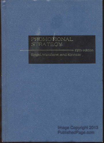 Book Promotional strategy: Managing the marketing communications process (Irwin series in marketing) free
