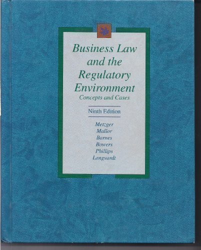 Book Business Law and the Regulatory Environment: Concepts and Cases (Irwin Legal Studies in Business Series) free