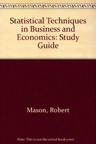 Book Study Guide for Use With Statistical Techniques in Business and Economics free