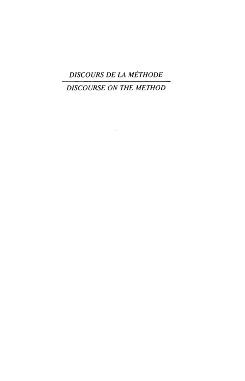 Book Discours de La Methode/Discourse on the Method free