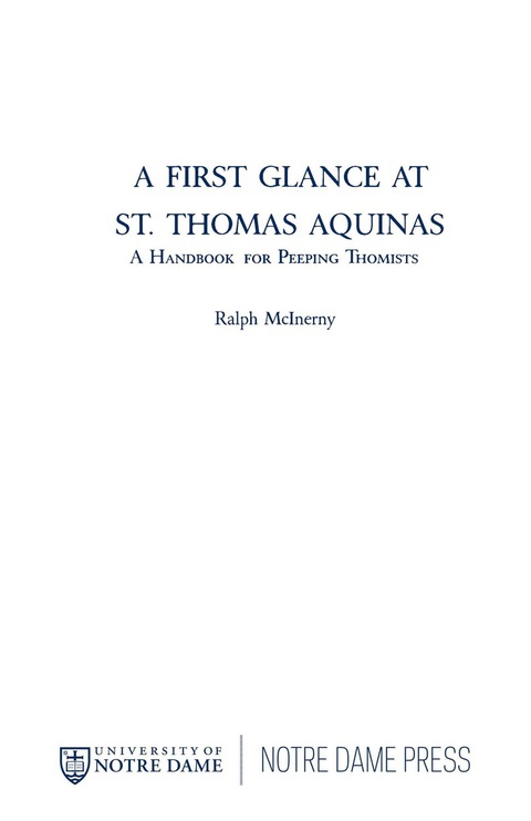 Book A First Glance at St. Thomas Aquinas free
