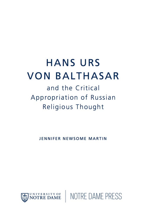 Book Hans Urs von Balthasar and the Critical Appropriation of Russian Religious Thought free