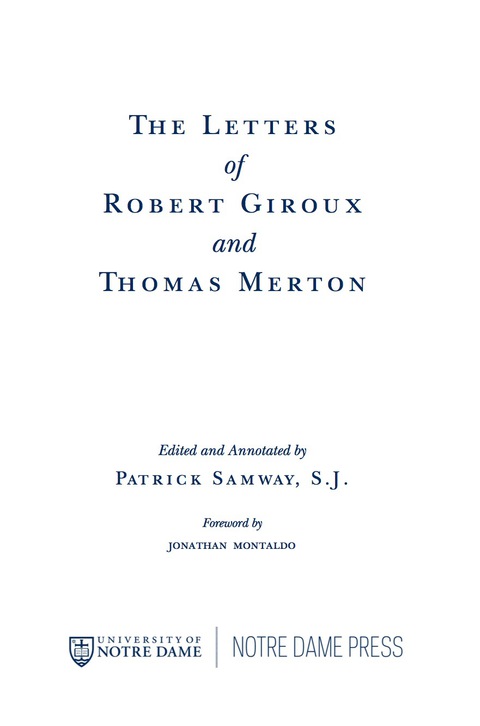 Book The Letters of Robert Giroux and Thomas Merton free