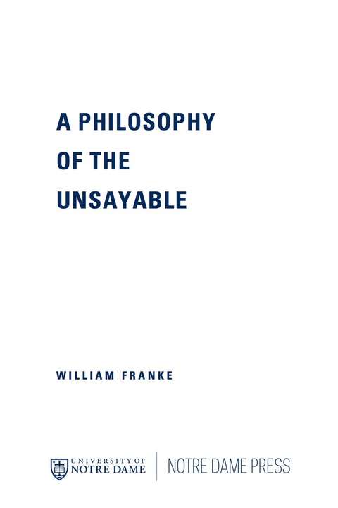 Book A Philosophy of the Unsayable free