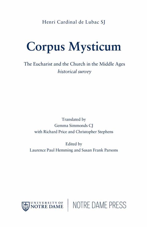 Book Corpus Mysticum: The Eucharist and the Church in the Middle Ages (Faith in Reason: Philosophical Enquiries) free