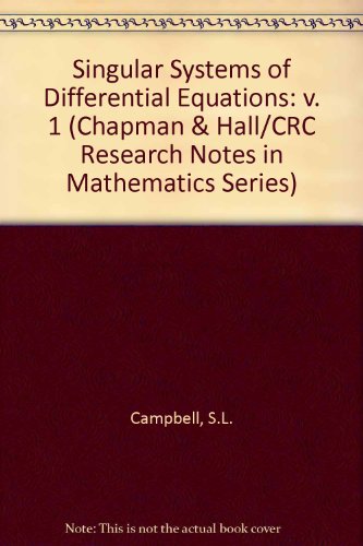 Book Singular Systems Of Differential Equations (research Notes In Mathematics) free