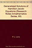 Book Generalized Solutions of Hamilton-Jacobi Equations (Research Notes In mathematics Series, 69) free