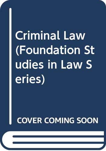 Book Criminal Law (Foundation Studies in Law Series) free
