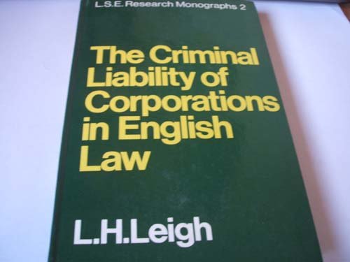 Book The criminal liability of corporations in English law (LSE research monographs) free