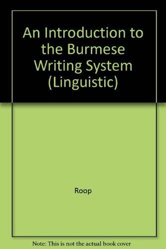 Book Introduction to the Burmese Writing System (Yale Linguistic Series) free