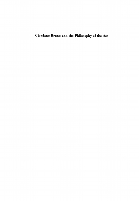 Book Giordano Bruno and the Philosophy of the Ass free