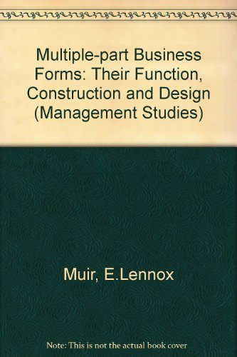 Book Multiple-part business forms: Their function, construction and design (Cassell management studies) free