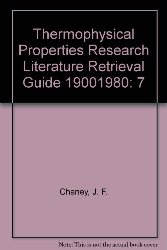 Book Thermophysical Properties Research Literature Retrieval Guide 19001980 free