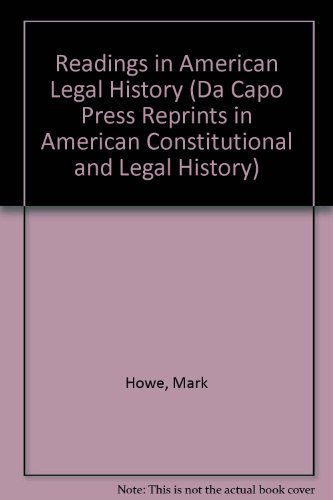 Book Readings In American Legal History (da Capo Press Reprints In American Constitutional And Legal History) free